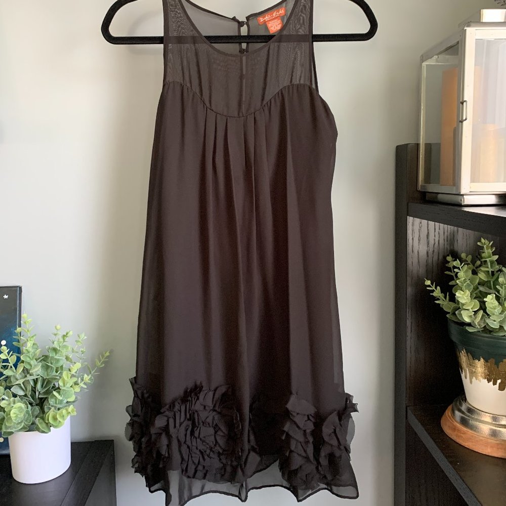 Vintage Doki Geki Ruffle Swing Dress (Black) S
